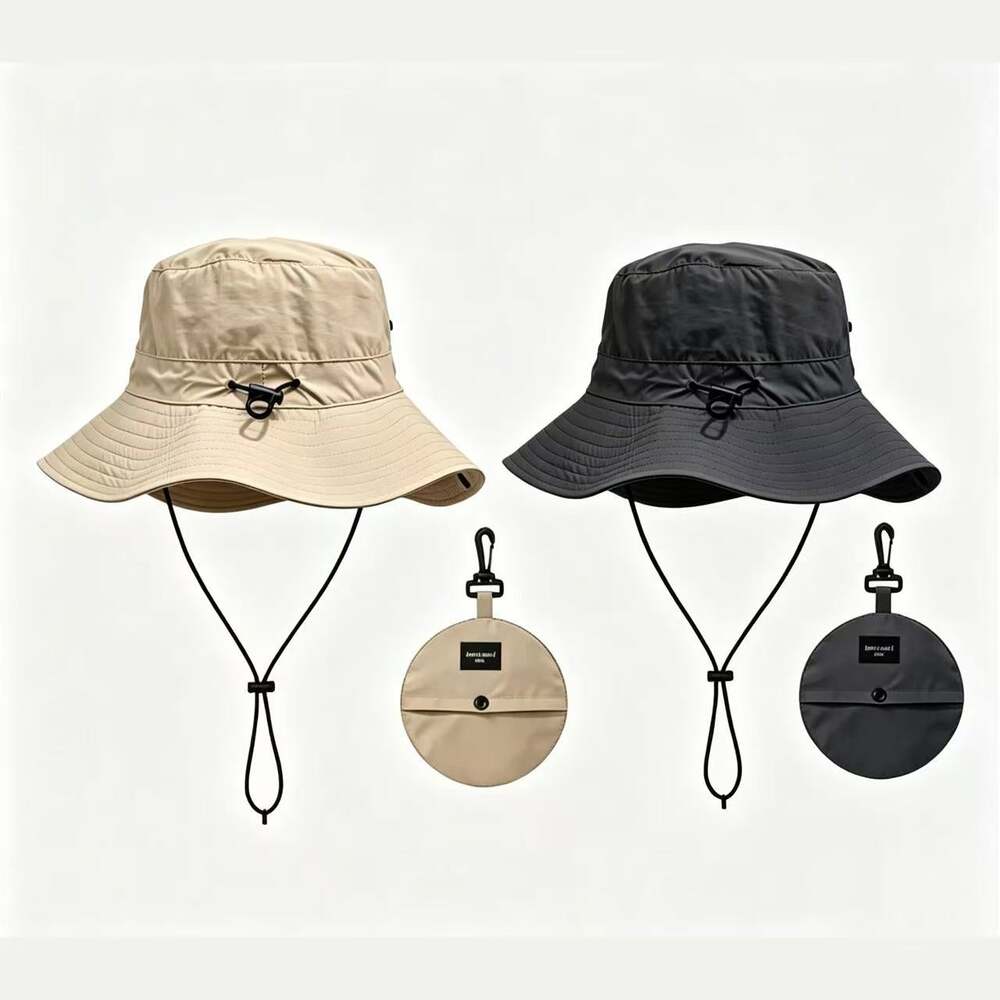 2-Pack Unisex Waterproof Bucket Hat (Dark Grey + Khaki)